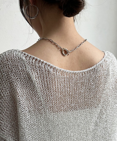 DOUDOU ラメ針抜きプルオーバー DouDou ニット ラメ天竺針抜きプルオーバー レディース