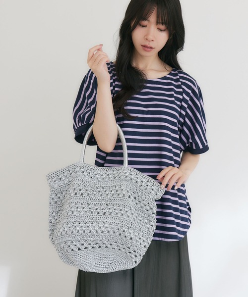 KATHARINE ROSS（キャサリンロス）の「【KATHARINE ROSS】メタリックヤーンバッグ（かごバッグ・レディース・シルバー/ブラック・MEDIUM）」の22枚目の写真