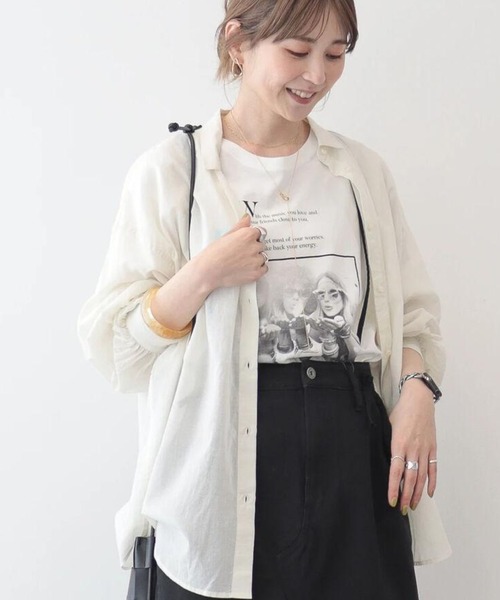 AMERICAN HOLIC(アメリカンホリック)の「接触冷感+速乾 強撚シアーボイルBIGシャツ(シャツ/ブラウス・レディース・オフホワイト/サックスブルー/ブラック/オレンジ・M/L)」の8枚目の写真