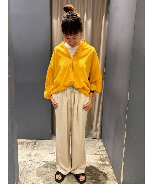AMERICAN HOLIC(アメリカンホリック)の「接触冷感+速乾 強撚シアーボイルBIGシャツ(シャツ/ブラウス・レディース・オフホワイト/サックスブルー/ブラック/オレンジ・M/L)」の9枚目の写真