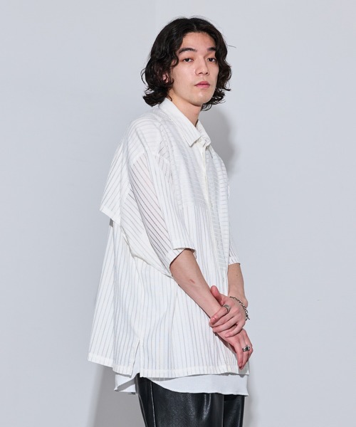 JUNRED(ジュンレッド)の「クレイジーレースシャツ(シャツ/ブラウス・メンズ・オフホワイト/ブラック/ホワイト・L/M/S)」の7枚目の写真