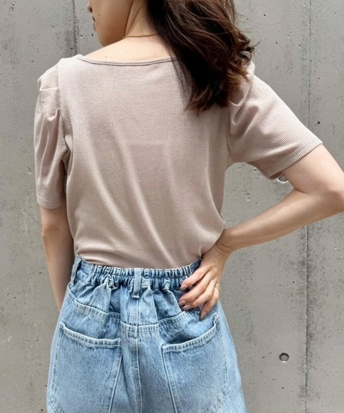 one after another NICE CLAUP（ワンアフターアナザーナイスクラップ）の「前後2wayチュールビスチェ+ラメトップス（Tシャツ/カットソー・レディース・グレー/アイボリー/ピンク・FREE）」の15枚目の写真