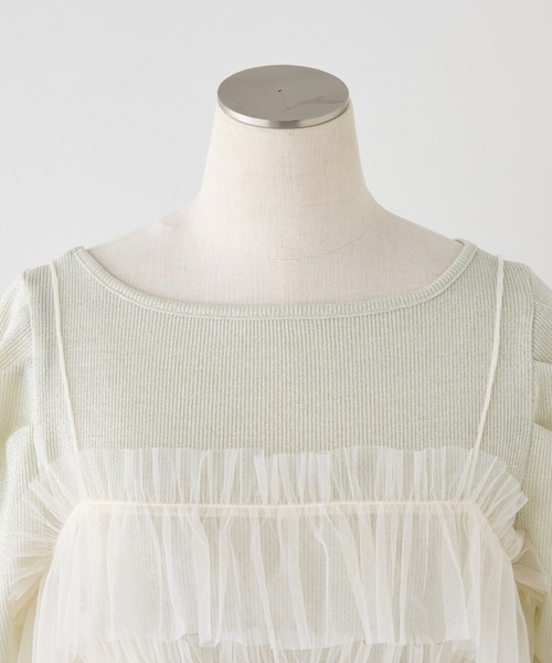 OPEN AESTHETIC ✧˖° ビスチェ付きシアートップス 2点セット Ezick（エジック）の「Dot tulle ビスチェレイヤードシアートップス