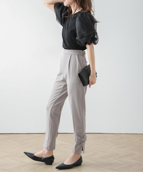La-gemme(ラジェム)の「サイドリボンテーパードパンツ(その他パンツ・レディース・ブラック/グレー/ネイビー/ピンク・L/M)」の8枚目の写真