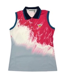 Coastline print non sleeve polo