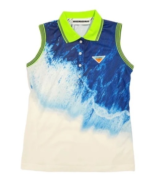 DECEMBERMAY(ディセンバーメイ)の「Coastline print non sleeve polo(ポロシャツ・レディース・ホワイト/グレー/ブラック・MEDIUM/SMALL)」の2枚目の写真