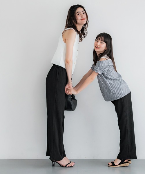 【即日発送】COYSEIOコイセイオ シャーリング パンツ ブラック໒꒱ シボシャーリングイージーパンツ（その他パンツ）｜coca（coca