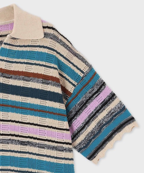 Paul Smith　フリーサイズ　ニット　コットン　マルチボーダー　ベスト キッズ ボーダー柄ニットベスト(SS(80-90cm) 紺): キッズ