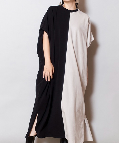 【セール】バイカラータックワンピース（ワンピース）｜OSMOSIS（オズモーシス）