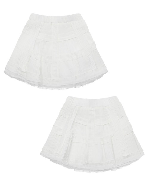 HOOK(フック)の「【HOOK】for girls チュールフリル鳥籠ミニスカート(スカート・レディース・ブラック/ホワイト・L/M/S)」の2枚目の写真