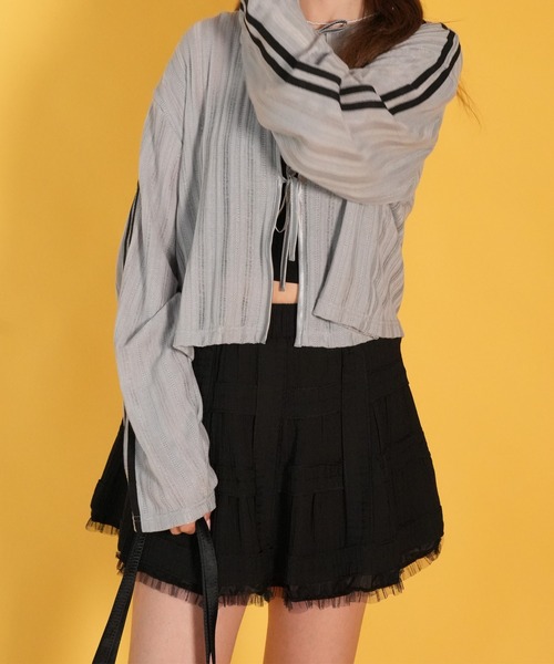 HOOK(フック)の「【HOOK】for girls チュールフリル鳥籠ミニスカート(スカート・レディース・ブラック/ホワイト・L/M/S)」の8枚目の写真