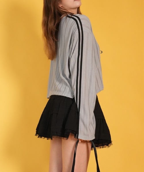 HOOK(フック)の「【HOOK】for girls チュールフリル鳥籠ミニスカート(スカート・レディース・ブラック/ホワイト・L/M/S)」の9枚目の写真
