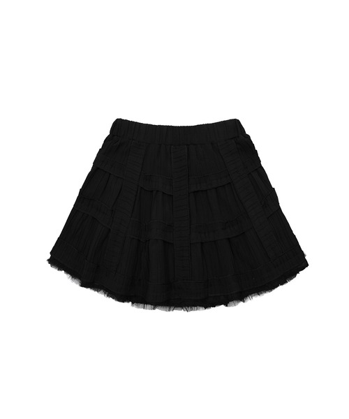 HOOK(フック)の「【HOOK】for girls チュールフリル鳥籠ミニスカート(スカート・レディース・ブラック/ホワイト・L/M/S)」の12枚目の写真