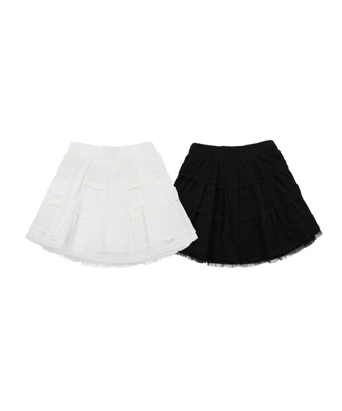 HOOK(フック)の「【HOOK】for girls チュールフリル鳥籠ミニスカート(スカート・レディース・ブラック/ホワイト・L/M/S)」の10枚目の写真