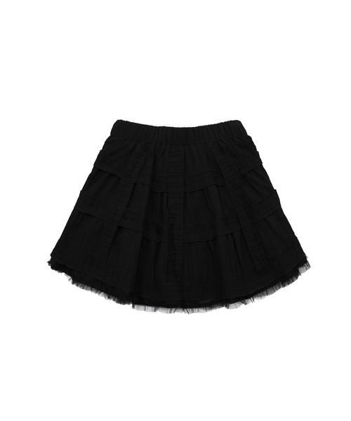 HOOK(フック)の「【HOOK】for girls チュールフリル鳥籠ミニスカート(スカート・レディース・ブラック/ホワイト・L/M/S)」の11枚目の写真