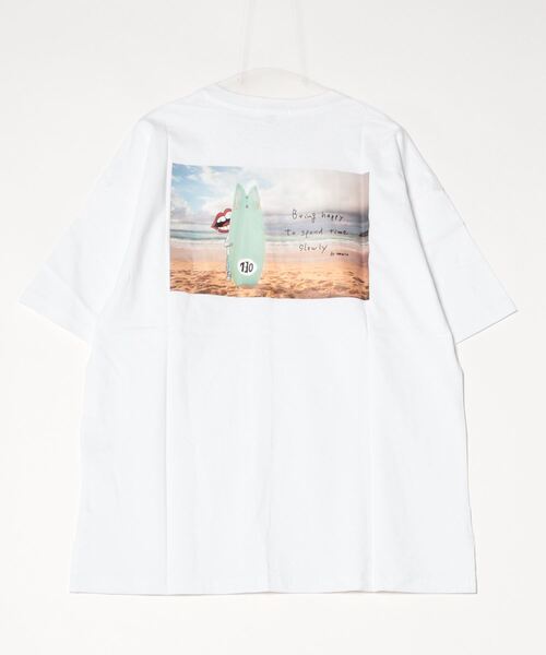 RE730(アールイーセブンサーティー)の「RE730 サーフボードにかくれているなみおくん ビッグシルエットTシャツ(Tシャツ/カットソー・メンズ・ブラック/オフホワイト・X-LARGE/LARGE/MEDIUM)」の4枚目の写真