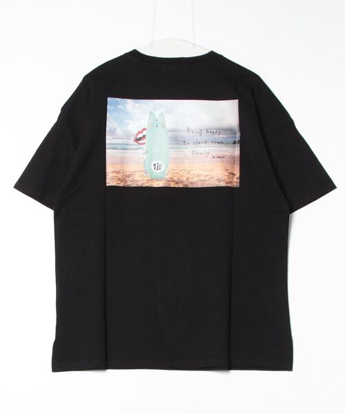 RE730(アールイーセブンサーティー)の「RE730 サーフボードにかくれているなみおくん ビッグシルエットTシャツ(Tシャツ/カットソー・メンズ・ブラック/オフホワイト・X-LARGE/LARGE/MEDIUM)」の3枚目の写真