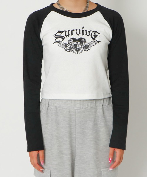 GORGE(ゴージ)の「サバイヴラグランロンT(Tシャツ/カットソー・レディース・オフホワイト/ブラック・F)」の5枚目の写真