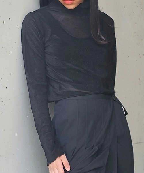 ANOTHER S(アナザーエス)の「長袖シャツシアーベロア(Tシャツ/カットソー・レディース・ブラック/グレー/オフホワイト/ブルー・M)」の3枚目の写真