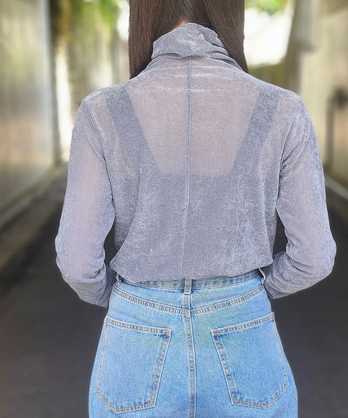 ANOTHER S(アナザーエス)の「長袖シャツシアーベロア(Tシャツ/カットソー・レディース・ブラック/グレー/オフホワイト/ブルー・M)」の19枚目の写真
