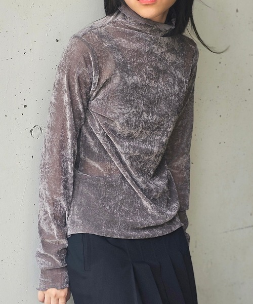 ANOTHER S(アナザーエス)の「長袖シャツシアーベロア(Tシャツ/カットソー・レディース・ブラック/グレー/オフホワイト/ブルー・M)」の14枚目の写真