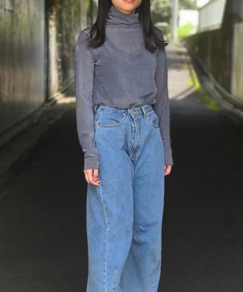 ANOTHER S(アナザーエス)の「長袖シャツシアーベロア(Tシャツ/カットソー・レディース・ブラック/グレー/オフホワイト/ブルー・M)」の17枚目の写真