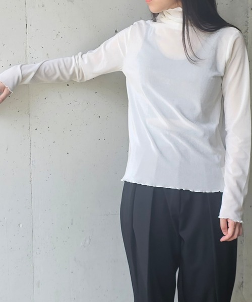 ANOTHER S(アナザーエス)の「長袖シャツシアーベロア(Tシャツ/カットソー・レディース・ブラック/グレー/オフホワイト/ブルー・M)」の6枚目の写真