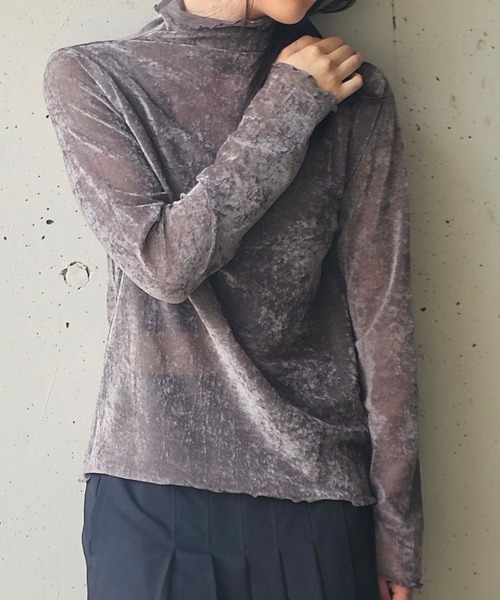 ANOTHER S(アナザーエス)の「長袖シャツシアーベロア(Tシャツ/カットソー・レディース・ブラック/グレー/オフホワイト/ブルー・M)」の15枚目の写真