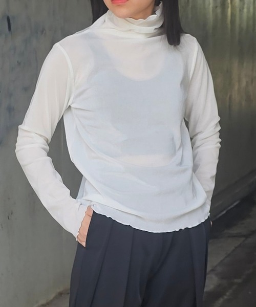 ANOTHER S(アナザーエス)の「長袖シャツシアーベロア(Tシャツ/カットソー・レディース・ブラック/グレー/オフホワイト/ブルー・M)」の5枚目の写真