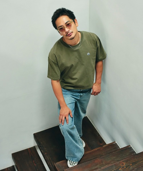 #Re:room(リルーム)の「Re:ワッペンショートレングスビッグTシャツ(Tシャツ/カットソー・メンズ・ブラック/カーキ/ライトブルー・S-M/M-L)」の19枚目の写真