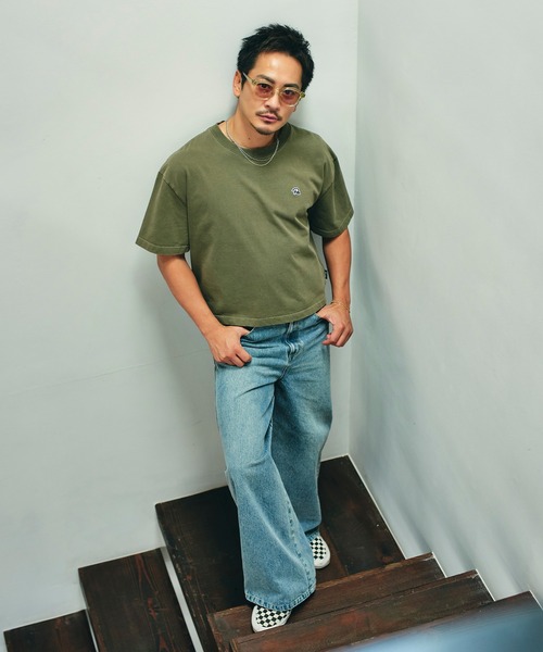 #Re:room(リルーム)の「Re:ワッペンショートレングスビッグTシャツ(Tシャツ/カットソー・メンズ・ブラック/カーキ/ライトブルー・S-M/M-L)」の18枚目の写真
