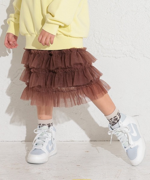 Ocean&Ground(オーシャン&グラウンド)の「チュールフリルスカート(スカート・キッズ・ブラウン/ブラック/オリーブ・100/110/120/130/140)」の1枚目の写真