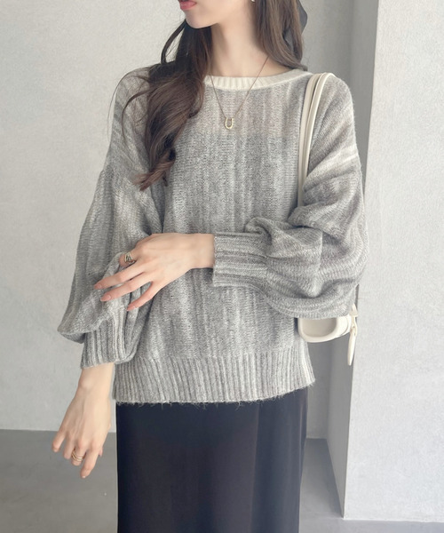 Ada.(エイダ)の「グラデーション ボーダー 配色 クルーネック ニット(ニット/セーター・レディース・ピンク/グリーン/グレー・FREE)」の9枚目の写真