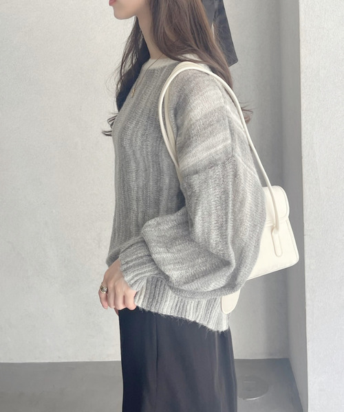 Ada.(エイダ)の「グラデーション ボーダー 配色 クルーネック ニット(ニット/セーター・レディース・ピンク/グリーン/グレー・FREE)」の16枚目の写真