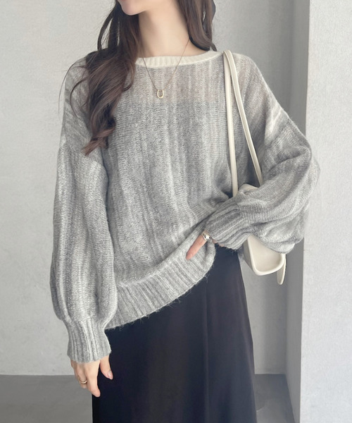 Ada.(エイダ)の「グラデーション ボーダー 配色 クルーネック ニット(ニット/セーター・レディース・ピンク/グリーン/グレー・FREE)」の17枚目の写真