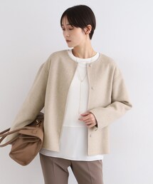 INDIVI | 【ウール混／昨年ヒット！】リバーショートコート(ノーカラーコート)