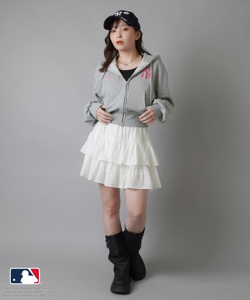 MLB（メジャーリーグベースボール）の「【MLB/メジャーリーグベースボール】ショートジップパーカー ジップアップパーカー（パーカー・レディース・オートミール/ネイビー/オフホワイト/杢グレー/ブラック・ONESIZE）」の19枚目の写真