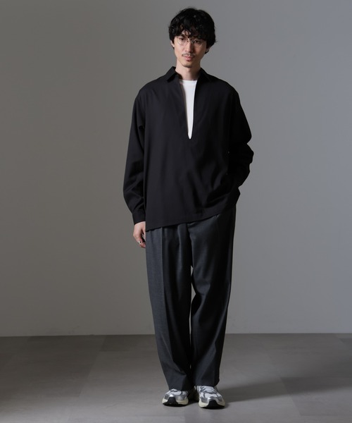 【超美品✨】自由区スキッパードレープシャツカットソー Lp】スキッパーフードTシャツ（Tシャツ/カットソー）｜ARCHIVER