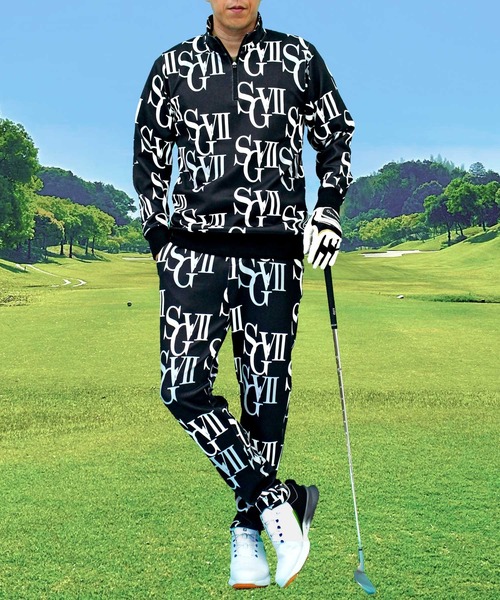 【即完品‼️】ENVOI by Munsingwear セットアップ　総柄　ゴルフ セール】ゴルフウェア 上下セットアップ ハーフジップトレーナー