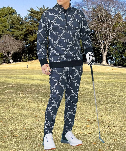 セール】ゴルフウェア 上下セットアップ ハーフジップトレーナー