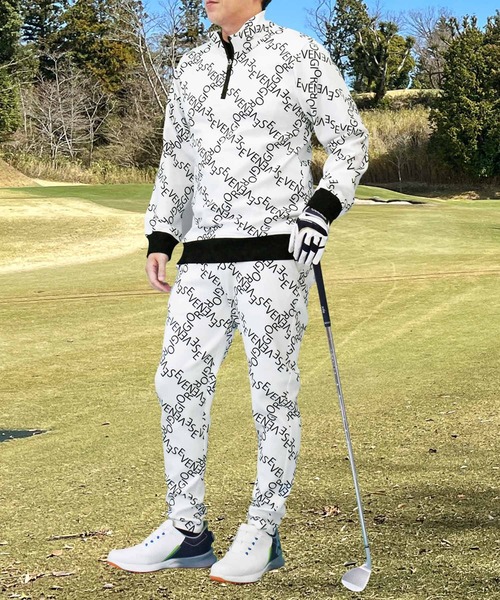 セール】ゴルフウェア 上下セットアップ ハーフジップトレーナー