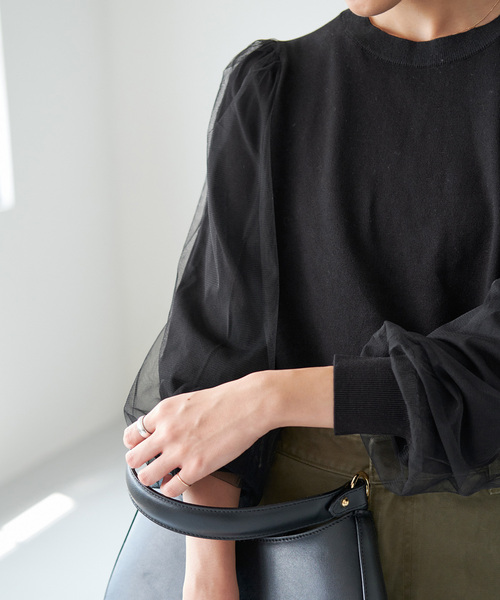 Spick & Span(スピックアンドスパン)の「チュールスリーブニットプルオーバー(ニット/セーター・レディース・ブラック/ベージュ・FREE)」の17枚目の写真