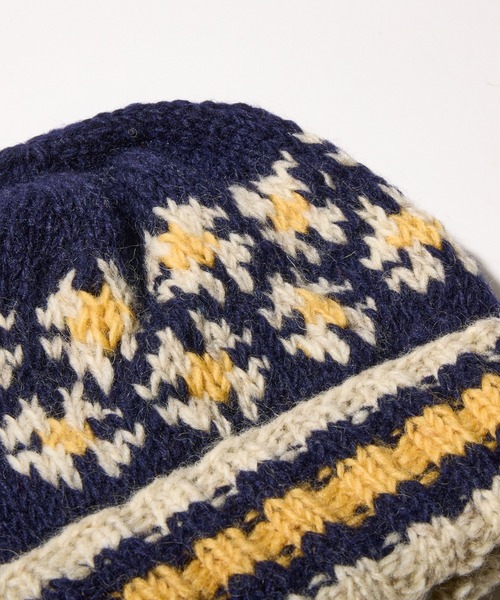 salle de bal（サルデバル）の「ボーダー フラワー ニット ワッチキャップ（ニットキャップ/ビーニー・レディース・グレー/ネイビー・FREE）」の5枚目の写真