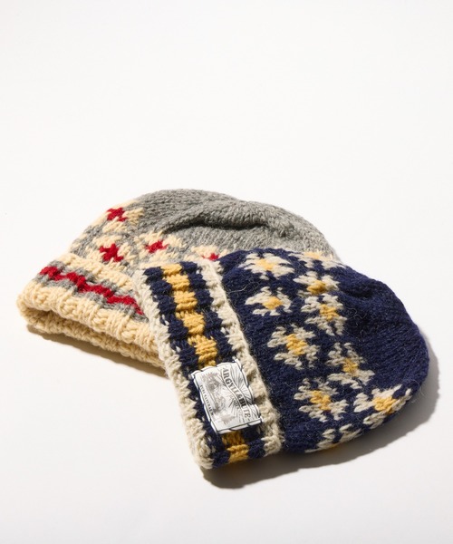 salle de bal（サルデバル）の「ボーダー フラワー ニット ワッチキャップ（ニットキャップ/ビーニー・レディース・グレー/ネイビー・FREE）」の6枚目の写真