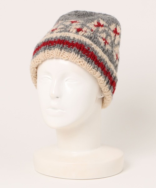 salle de bal（サルデバル）の「ボーダー フラワー ニット ワッチキャップ（ニットキャップ/ビーニー・レディース・グレー/ネイビー・FREE）」の7枚目の写真