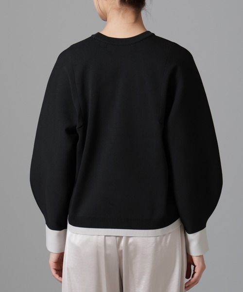 【美品】バイカラー クルーネック長袖ニットサイズXL セール】洗濯機洗い可 軽量バイカラークルーネックニット（ニット