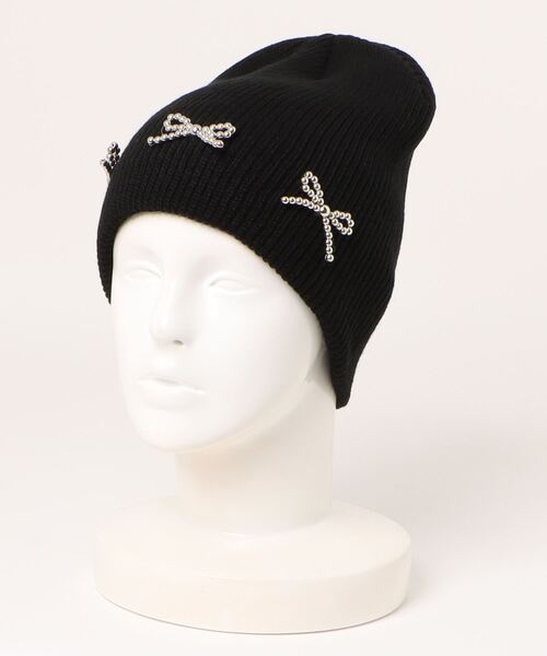 BARELY BLUE（ベアリーブルー）の「【 BARELY BLUE / ベアリーブルー 】 リボン ビーズ ニットキャップ / ニット帽（ニットキャップ/ビーニー・レディース・グレー/ホワイト/アイボリー/ブラック・FREE）」の12枚目の写真