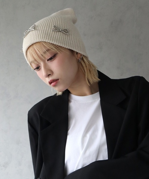 【未使用】ヘレンカミスキー ニット帽 Jamille ボンボン キャップ ブルー BARELY BLUE ニット帽 ニットキャップ 「 / ベアリーブルー