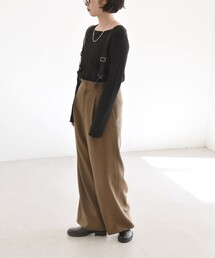 パンツ サスペンダー付き ワイドパンツ」に該当するレディース