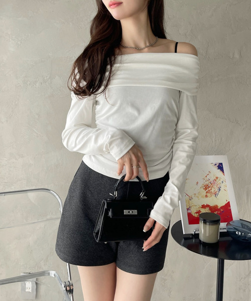 セール】ドレープデザイン オフショル カットソー（Tシャツ/カットソー